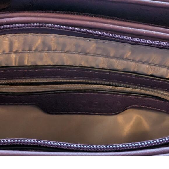 Dasein Purple Leather Gold Tone Metal Three Large Compartment Satchel Handbag - Picture 11 of 14